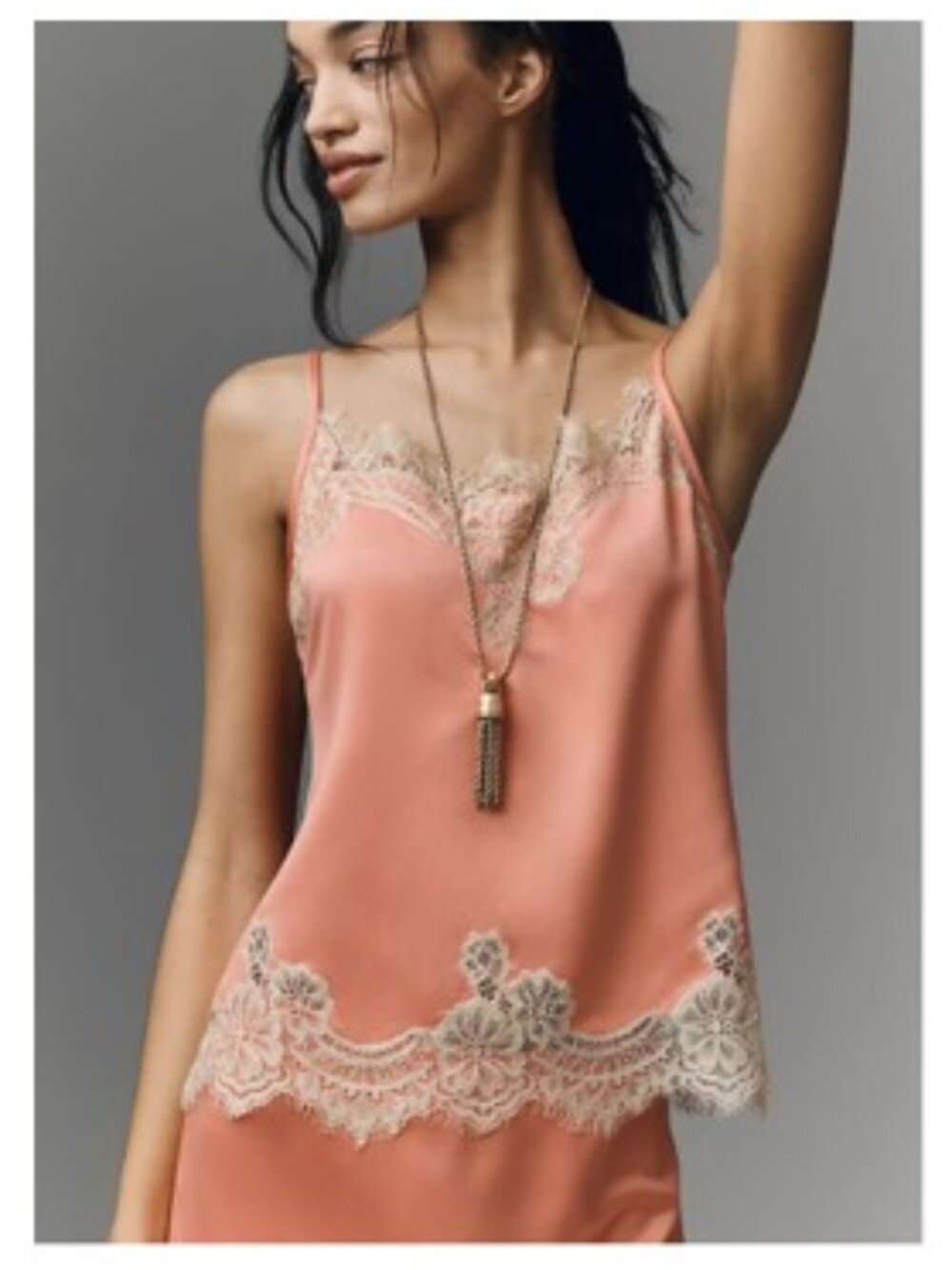 Anthropologie Bl-nk Clemenza Tank in Flamingo with Lace Detail - Size Small -NWT